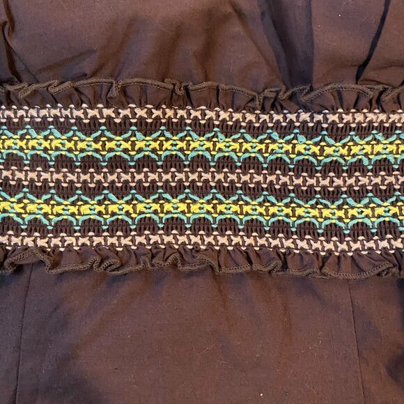 Trixxi Brown Floral Embroidered Halter Sundress Size 5 Smocked Boho Festival - Picture 5 of 8